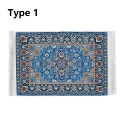 1:12 Scale Dollhouse Carpet Playing House Decor Floor Coverings Floral Pattern Mat Doll Accessories Miniature Weaving Rug