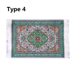 1:12 Scale Dollhouse Carpet Playing House Decor Floor Coverings Floral Pattern Mat Doll Accessories Miniature Weaving Rug