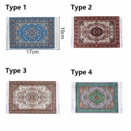 1:12 Scale Dollhouse Carpet Playing House Decor Floor Coverings Floral Pattern Mat Doll Accessories Miniature Weaving Rug
