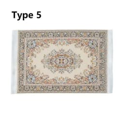 1:12 Scale Dollhouse Carpet Playing House Decor Floor Coverings Floral Pattern Mat Doll Accessories Miniature Weaving Rug