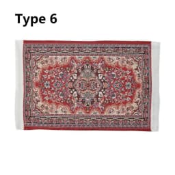 1:12 Scale Dollhouse Carpet Playing House Decor Floor Coverings Floral Pattern Mat Doll Accessories Miniature Weaving Rug