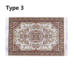 1:12 Scale Dollhouse Carpet Playing House Decor Floor Coverings Floral Pattern Mat Doll Accessories Miniature Weaving Rug