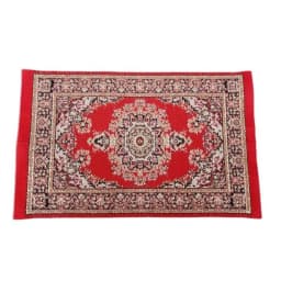 1:12 Scale Dollhouse Carpet Playing House Decor Floor Coverings Floral Pattern Mat Doll Accessories Miniature Weaving Rug