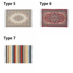 1:12 Scale Dollhouse Carpet Playing House Decor Floor Coverings Floral Pattern Mat Doll Accessories Miniature Weaving Rug