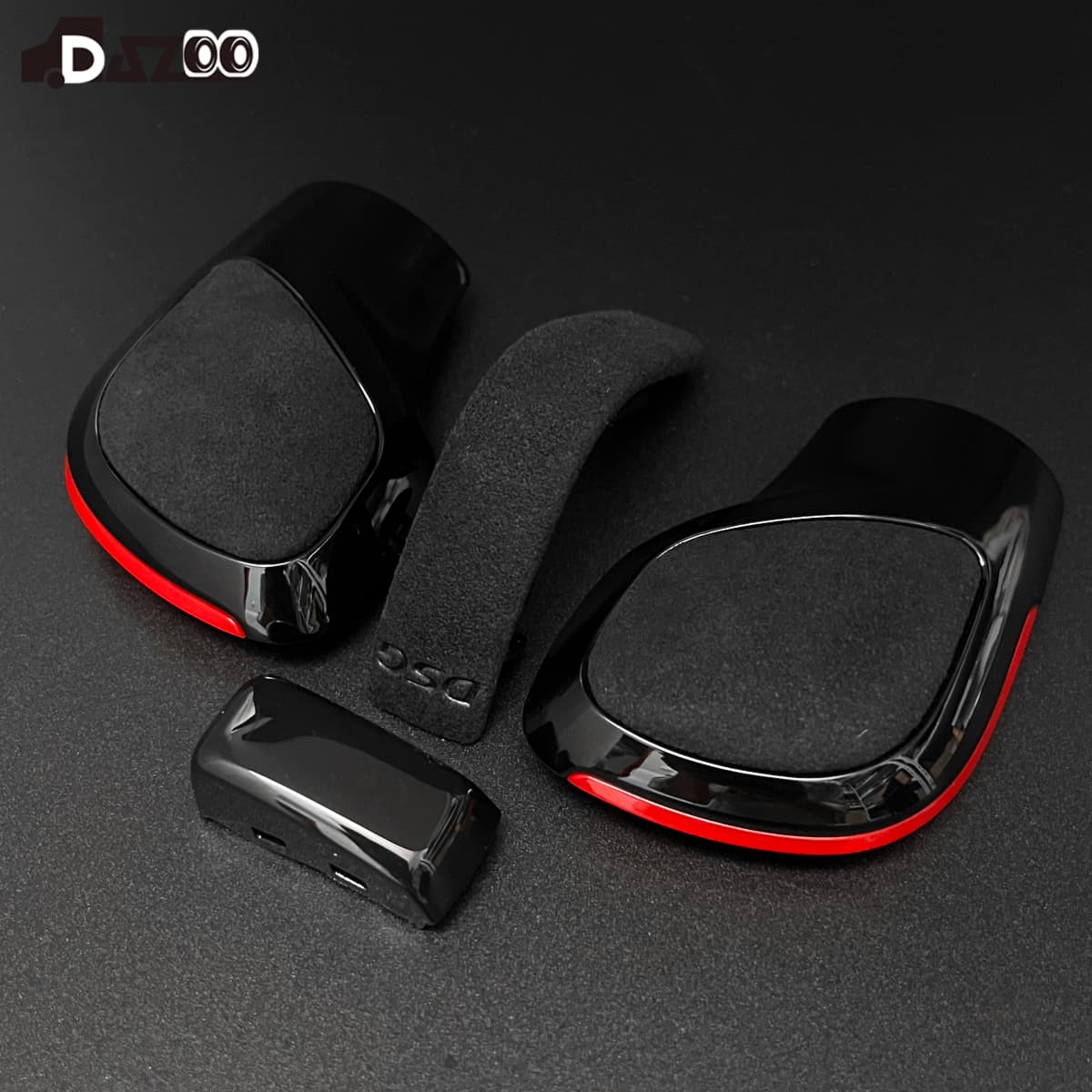 Red Blue Black Chrome Suede Leather Gear Shift Knob Side Cover DSG Emblem For VW Golf 6 7 R GTI Passat B7 B8 CC R20 Jetta MK6