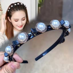 2024 New Fashion Hot Sale Explosion Pearl Rhinestone Bangs Clip Headband Headband for Women Girl Hair Accessories Headwear