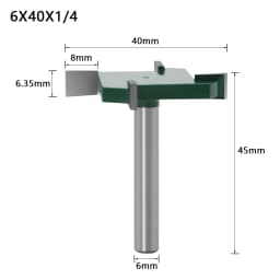1/4"6mm Shank 4 Edge T Type Slotting Cutter Woodworking Tool Router Bits For Wood Industrial Grade Milling Cutter Slotting