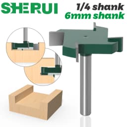 1/4"6mm Shank 4 Edge T Type Slotting Cutter Woodworking Tool Router Bits For Wood Industrial Grade Milling Cutter Slotting