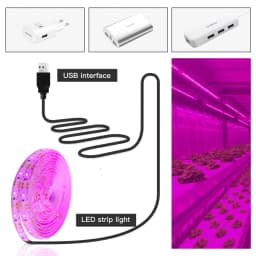 Full Spectrum LED Grow Light USB Grow Light Strip 0.5m 1m 2m 3m 4m 5m 2835 SMD LED Phyto Tape for Seed Plant Flower Greenhouse