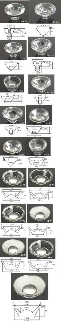 18-80mm PMMA Concave Lens for COB LED Flashlights, Acrylic Optical Lens for DIY Lamps and Lighting Accessories
