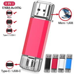 OTG USB Flash Drive 256GB 128GB Type C Pen Drive 64GB 32GB 16GB External Storage Pendrive USB 3.0 Memory Stick For Android/PC