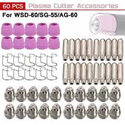 Air Plasma Cutting Gun Accessories Consumables Torch Electrode Tip Nozzle Shield Cap Kit For WSD60 AG60 SG55 CUT60 LGK60