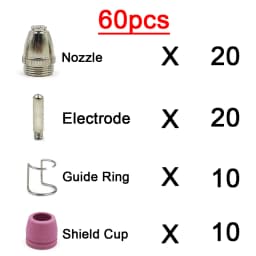 Air Plasma Cutting Gun Accessories Consumables Torch Electrode Tip Nozzle Shield Cap Kit For WSD60 AG60 SG55 CUT60 LGK60