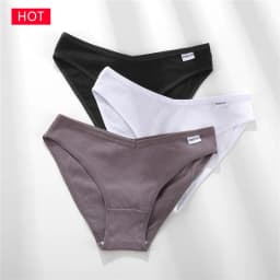 FINETOO 3PCS/Set Women's Underwear Cotton Panty Sexy Panties Female Underpants Solid Color Panty Intimates Women Lingerie M-2XL