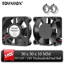 2 Pieces 3d printer fan 3010 30MM 30*30*10MM 3cm Graphics card fan Cooling fan 5V 12V 24V with 2pin sleeve&dual ball