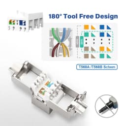 ZoeRax RJ45 CAT7 Tool-Less STP Shielded Keystone Jack,Zinc Alloy Module Coupler Adapter Compatible With Patch Panel Wall Plate