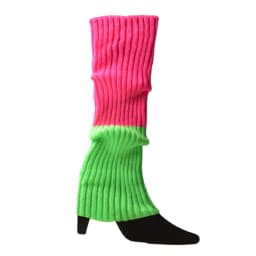 Women 80s Fluorescent Colored Knit Leg Warmers Ribbed Footless Socks Stockings Halloween Accessories