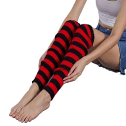 Women 80s Fluorescent Colored Knit Leg Warmers Ribbed Footless Socks Stockings Halloween Accessories