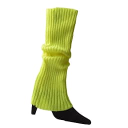 Women 80s Fluorescent Colored Knit Leg Warmers Ribbed Footless Socks Stockings Halloween Accessories