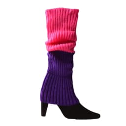 Women 80s Fluorescent Colored Knit Leg Warmers Ribbed Footless Socks Stockings Halloween Accessories