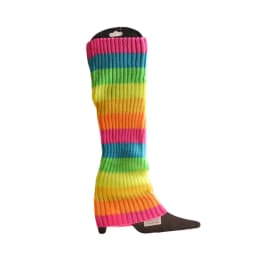 Women 80s Fluorescent Colored Knit Leg Warmers Ribbed Footless Socks Stockings Halloween Accessories