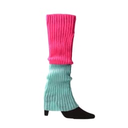 Women 80s Fluorescent Colored Knit Leg Warmers Ribbed Footless Socks Stockings Halloween Accessories