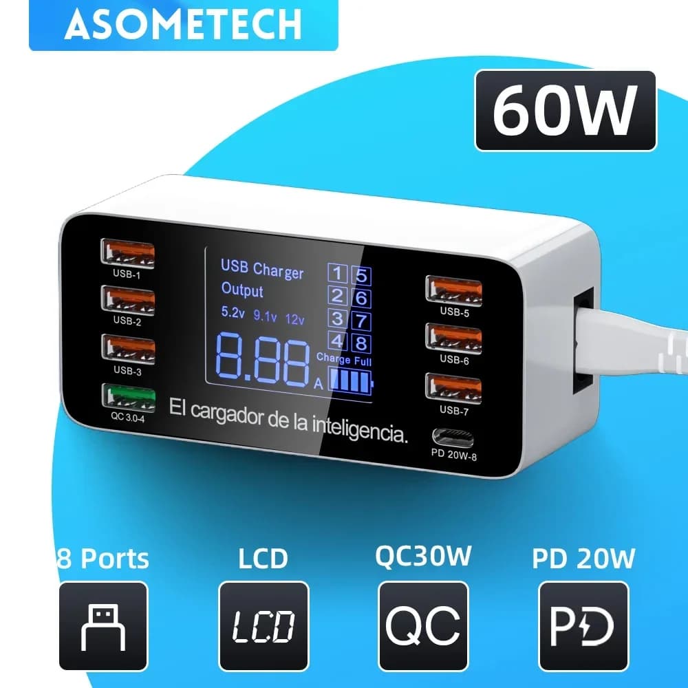 60W Quick Charge QC 3.0 4.0 USB Charger Adapter USB C Charger Phone Tablet Fast Charger For iPhone 12 Pro Xiaomi Huawei Samsung