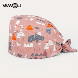 pink Printed Hats Men And Women Work Hat Scrub Cap Gorro Enfermera Quirofano Scrub Cap cotton Scrubs hat nurse accessories