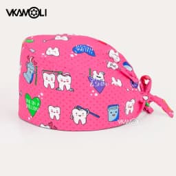 pink Printed Hats Men And Women Work Hat Scrub Cap Gorro Enfermera Quirofano Scrub Cap cotton Scrubs hat nurse accessories