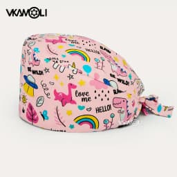 pink Printed Hats Men And Women Work Hat Scrub Cap Gorro Enfermera Quirofano Scrub Cap cotton Scrubs hat nurse accessories