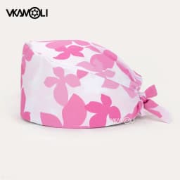 pink Printed Hats Men And Women Work Hat Scrub Cap Gorro Enfermera Quirofano Scrub Cap cotton Scrubs hat nurse accessories