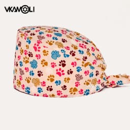 pink Printed Hats Men And Women Work Hat Scrub Cap Gorro Enfermera Quirofano Scrub Cap cotton Scrubs hat nurse accessories