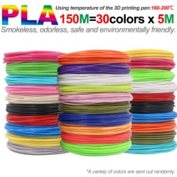 PLA Filament Diameter 1.75mm Color 3D Printing Material for 3D Pen, 10/20/30 Colors, 100M 150M 200M, Colorless, Odorless and Saf