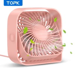TOPK Mini Portable Fan USB Desk Fan Table Strong Airflow &Quiet Operation 3 Speed Wind 360°Rotatable Standing fans for room Home