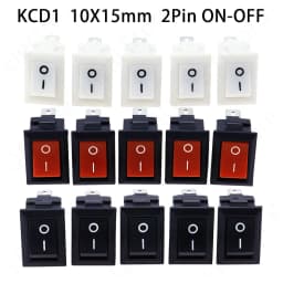 5/10Pcs Push Button Switch 10x15mm SPST 2Pin 3A 250V KCD11 Snap-in On/Off Rocker Switch 10MM*15MM Black Red and White