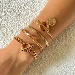 Punk Cuban Link Chain Coin Pendant Bracelet for Women on Hand Vintage OT Buckle Snake Chain Charm Bangles Couple Jewelry Gift