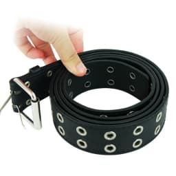 3.8cm Fashion Women Punk Belt Adjustable Black Double Eyelet Grommet Metal Buckle Cool Rivet Leather Men Waistband For Jeans