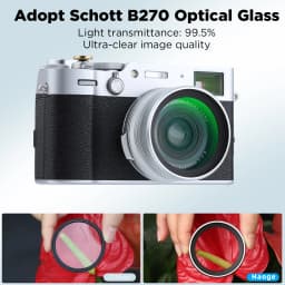 Haoge LUV-X54W Metal Lens Hood with MC UV Multicoated Ultraviolet Lens Filter for Fujifilm Fuji X100VI X100V Camera Silver