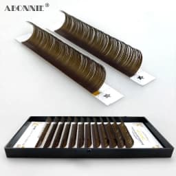 Abonnie New Arrival Dark Brown Eyelash Extension 12 Lines Mix 8-15mm Fake Mink Eyelash Makeup Silk Handmade Natural Lashes