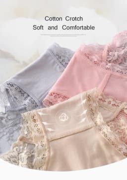7Pcs Cotton Women's underwear lace transparent panties comfortable antibacterial plus size pants female sexy lingerie