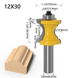 1PC 1/2' 12mm,6mm,8mm Shank Bullnose with Bead Column Router Bit Line Knife Woodworking Cutter Tenon Cutter for Woodworking Tool