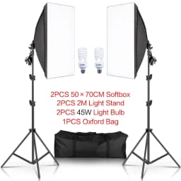 50*70cm Softbox Photography Lighting Kit Photo Studio Single Lamp Holder Continuous Lighting With 2pcs Bulbs Photo Accessories