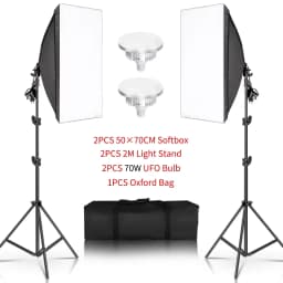 50*70cm Softbox Photography Lighting Kit Photo Studio Single Lamp Holder Continuous Lighting With 2pcs Bulbs Photo Accessories