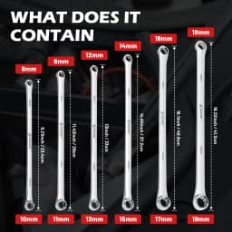 EZARC Double End CRV Wrench Metric 8-10 9-11 12-13 14-15 16-17 18-19mm Extra Long Aviation Spanner Heavy-Duty Box End 1-pieces