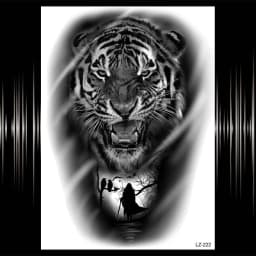 Watercolor Lion Tiger Temporary Tattoo For Women Men Atult Kid Realistic Fake Animal Tattoo Sticker Water Transfer Tatoos Thigh