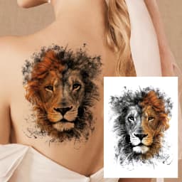 Watercolor Lion Tiger Temporary Tattoo For Women Men Atult Kid Realistic Fake Animal Tattoo Sticker Water Transfer Tatoos Thigh