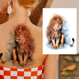 Watercolor Lion Tiger Temporary Tattoo For Women Men Atult Kid Realistic Fake Animal Tattoo Sticker Water Transfer Tatoos Thigh