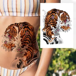 Watercolor Lion Tiger Temporary Tattoo For Women Men Atult Kid Realistic Fake Animal Tattoo Sticker Water Transfer Tatoos Thigh