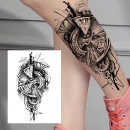 Watercolor Lion Tiger Temporary Tattoo For Women Men Atult Kid Realistic Fake Animal Tattoo Sticker Water Transfer Tatoos Thigh