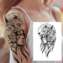 Watercolor Lion Tiger Temporary Tattoo For Women Men Atult Kid Realistic Fake Animal Tattoo Sticker Water Transfer Tatoos Thigh